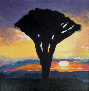 Painting titled "Sunset" by Alina Naumova, Original Artwork, Oil