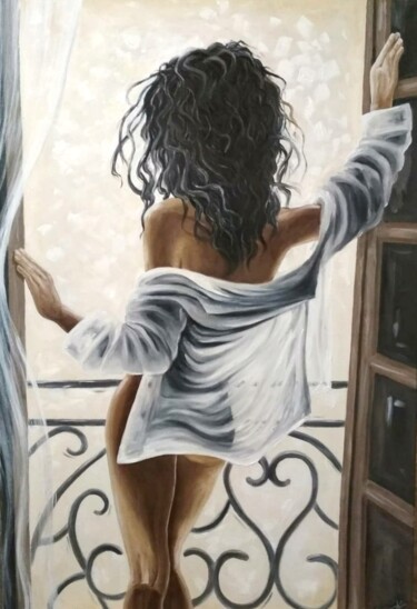 Painting titled "Morning 2 (Утро 2)" by Alina Nikitina, Original Artwork, Oil Mounted on Wood Stretcher frame