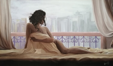 Schilderij getiteld "Tenderness (Нежност…" door Alina Nikitina, Origineel Kunstwerk, Acryl Gemonteerd op Houten paneel