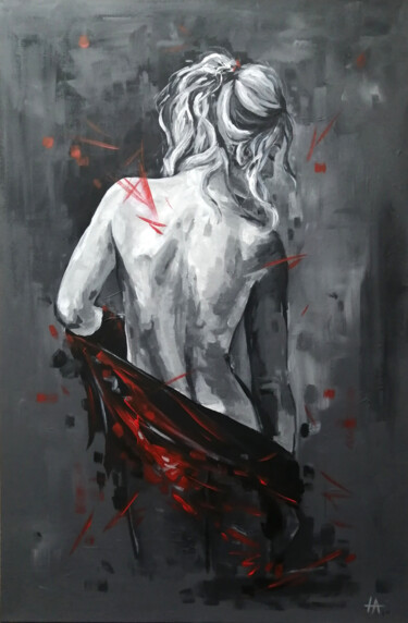 Painting titled "Passion (Страсть)" by Alina Nikitina, Original Artwork, Acrylic Mounted on Wood Stretcher frame