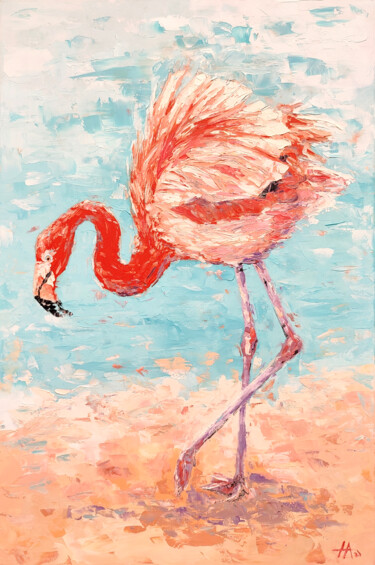 Картина под названием "Bird of happiness (…" - Alina Nikitina, Подлинное произведение искусства, Масло Установлен на Деревян…