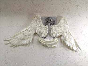 Sculpture intitulée "Angel of Light" par Alina Nikitina, Œuvre d'art originale, Plâtre Monté sur Autre panneau rigide