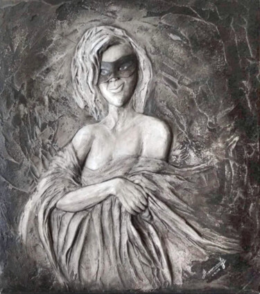 Sculpture titled "milady" by Alina Nikitina, Original Artwork, Plaster Mounted on Other rigid panel
