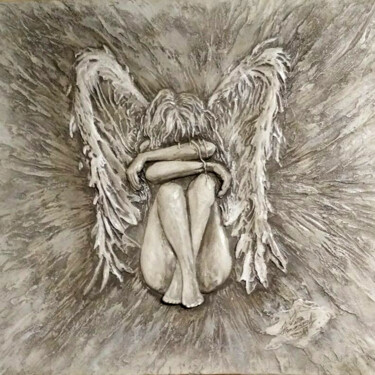 雕塑 标题为“Angel's patience. b…” 由Alina Nikitina, 原创艺术品, 石膏 安装在木板上