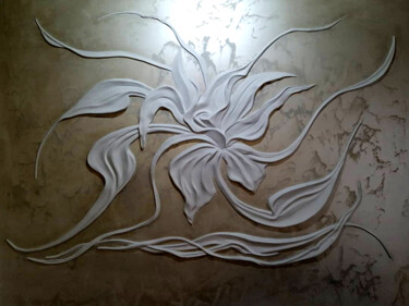 Sculpture titled "Flower. Fantasy. Ba…" by Alina Nikitina, Original Artwork, Plaster Mounted on Other rigid panel