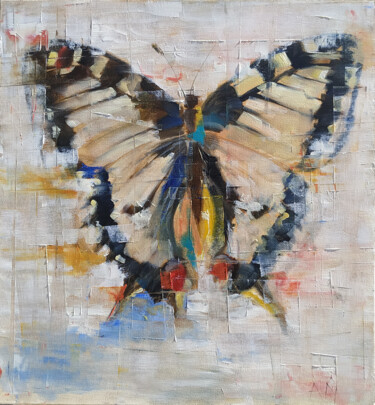 Painting titled "Butterfly  oil n ca…" by Alina Nitsevych (A.N.), Original Artwork, Oil
