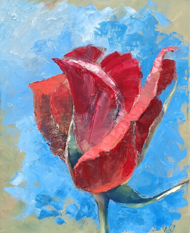 Painting titled "Roze Роза" by Alina Nitsevych (A.N.), Original Artwork, Oil