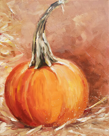 Painting titled "Pumpkin oil on canv…" by Alina Nitsevych (A.N.), Original Artwork, Oil
