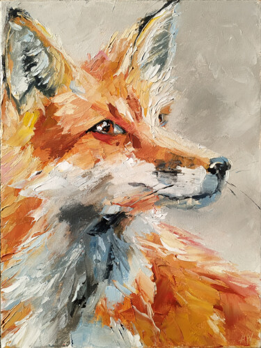 Painting titled "Fox" by Alina Nitsevych (A.N.), Original Artwork, Oil