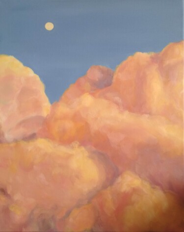 Painting titled "Orange clouds" by Alina Olkhovikova (Alina Ol), Original Artwork, Oil