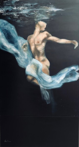 Painting titled "DANCER UNDERWATER" by Alina Poloboc, Original Artwork, Oil