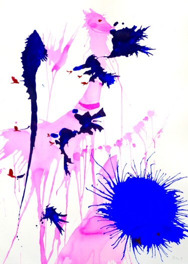 Картина под названием "FANCY PINK GOAT" - Alina Poloboc, Подлинное произведение искусства, Акрил
