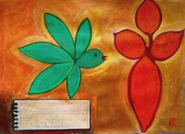 Schilderij getiteld "Good Leaves" door Alina Reyes, Origineel Kunstwerk, Acryl