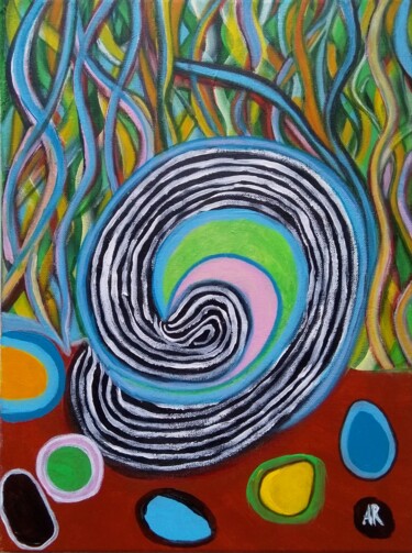 Painting titled "Sweet Whirl" by Alina Reyes, Original Artwork, Acrylic Mounted on Wood Stretcher frame