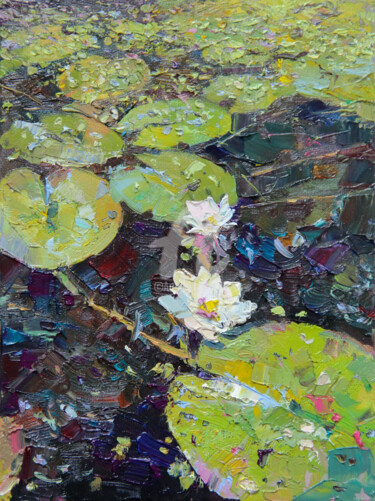 Ζωγραφική με τίτλο "lily pond" από Alina Shangina, Αυθεντικά έργα τέχνης, Λάδι