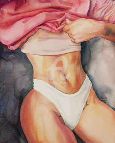 Картина под названием "Body" - Alina Shangina, Подлинное произведение искусства, Акварель