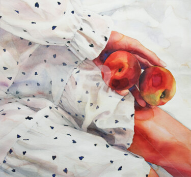 Peinture intitulée ""Juicy peaches"" par Alina Shangina, Œuvre d'art originale, Aquarelle