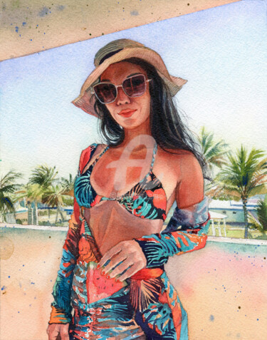 Ζωγραφική με τίτλο "SUNNY CUBA" από Alina Shangina, Αυθεντικά έργα τέχνης, Ακουαρέλα