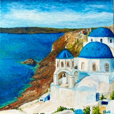 Painting titled "Let’s go to Greece" by Alina Shelest, Original Artwork, Oil