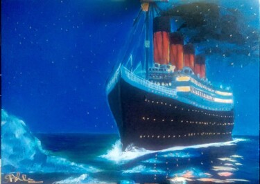 Painting titled "Titanic" by Alina Somesan, Original Artwork, Acrylic Mounted on Wood Stretcher frame