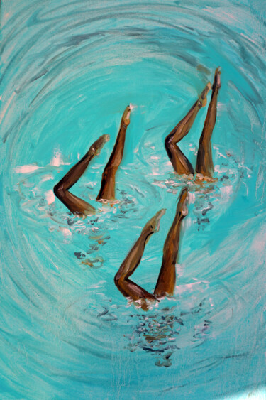 Sporty Mermaids Pittura intitolato "Sporty Mermaids" da Alina Sunny, Opera d'arte originale, Olio