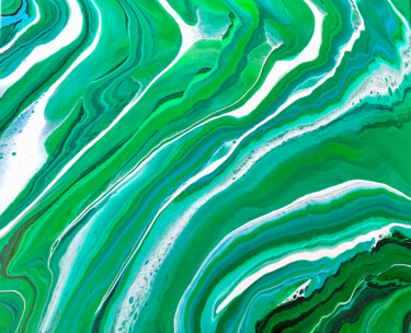 Картина под названием "Green Fields" - Alina Timoshenko, Подлинное произведение искусства, Акрил Установлен на Деревянная ра…