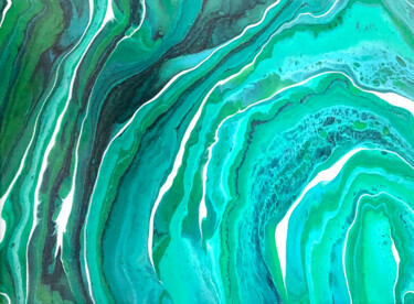 Painting titled "Emerald II" by Alina Timoshenko, Original Artwork, Acrylic Mounted on Wood Stretcher frame