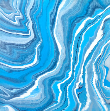 Картина под названием "Blue Agate 2 - orig…" - Alina Timoshenko, Подлинное произведение искусства, Акрил Установлен на Дерев…