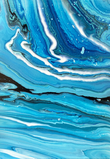 Картина под названием "Ocean Flow" - Alina Timoshenko, Подлинное произведение искусства, Акрил Установлен на Деревянная рама…
