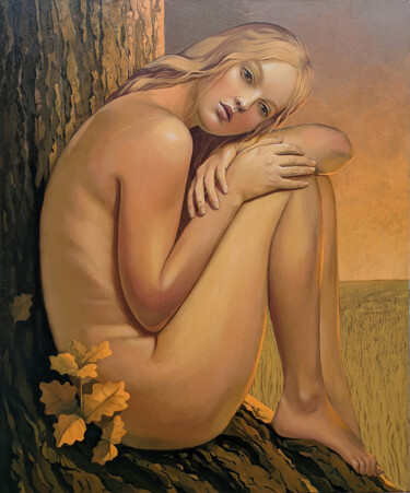 Painting titled "«Unknown autumn»" by Alina & Alex Anokhin, Original Artwork, Oil Mounted on Wood Stretcher frame