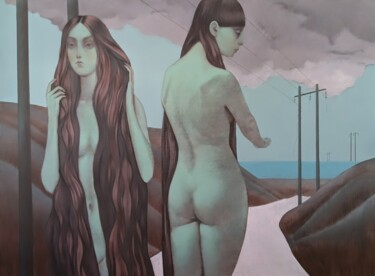 Peinture intitulée "Sea series. "I miss…" par Alina & Alex Anokhin, Œuvre d'art originale, Acrylique Monté sur Châssis en bo…