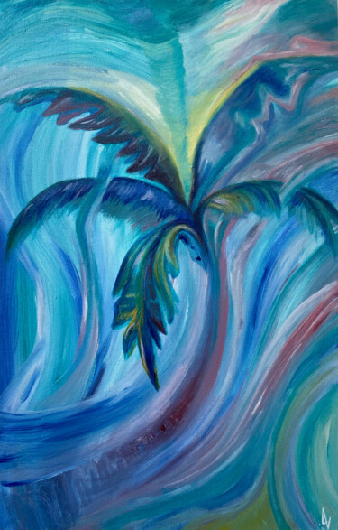 Painting titled "«THE PALM» what can…" by Alina Landers, Original Artwork, Acrylic Mounted on Wood Stretcher frame