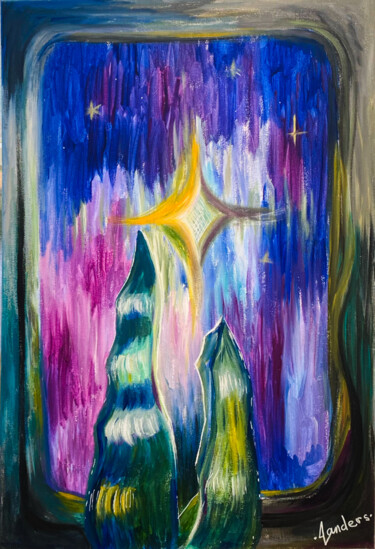 Картина под названием "«AT LEAST ONE STAR»…" - Alina Landers, Подлинное произведение искусства, Акрил Установлен на Деревянн…