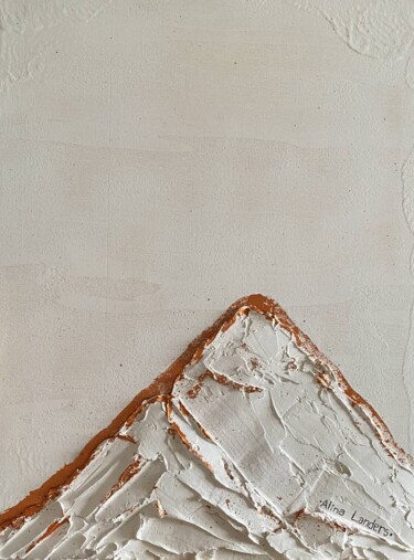 Painting titled "White Mountains" by Alina Landers, Original Artwork, Acrylic Mounted on Wood Panel