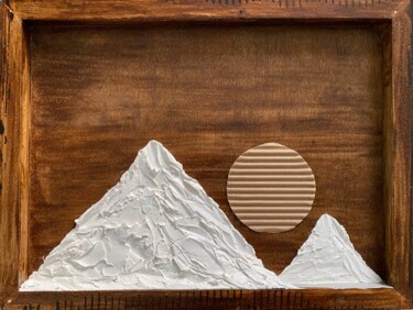 Painting titled "Texture Mountains o…" by Alina Landers, Original Artwork, Plaster Mounted on Wood Panel