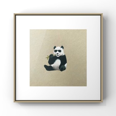 Schilderij getiteld "“Cool panda”, 29x29…" door Alina Marsovna, Origineel Kunstwerk, Acryl