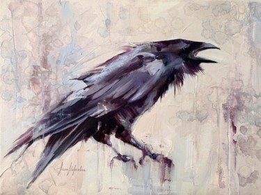 Schilderij getiteld "Raven, 30x40 cm | E…" door Alina Marsovna, Origineel Kunstwerk, Olie