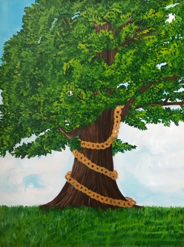 Pushkin oak Painting titled "Pushkin oak" by Alina Morozova, Original Art, Oil