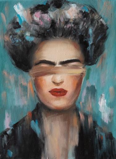Malarstwo zatytułowany „Frida Kahlo female…” autorstwa Alina Odwyer, Oryginalna praca, Olej