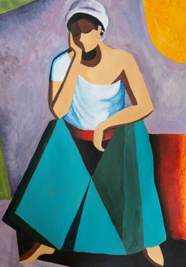 Pintura intitulada "Spanish woman figur…" por Alina Odwyer, Obras de arte originais, Acrílico