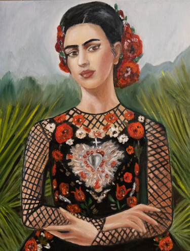 Painting titled "Frida Kahlo female…" by Alina Odwyer, Original Artwork, Oil