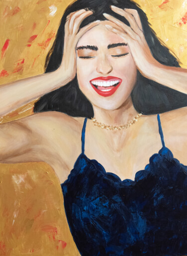 Peinture intitulée "Smile girl! Contemp…" par Alina Odwyer, Œuvre d'art originale, Acrylique