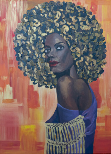 Painting titled "African woman femal…" by Alina Odwyer, Original Artwork, Acrylic