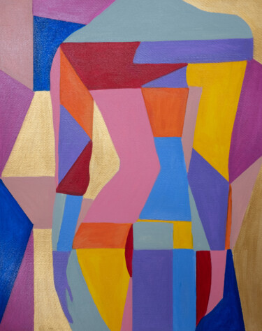 Peinture intitulée "Female abstract geo…" par Alina Odwyer, Œuvre d'art originale, Acrylique