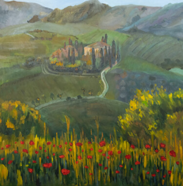 Peinture intitulée "Tuscany Italy lands…" par Alina Odwyer, Œuvre d'art originale, Huile