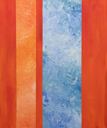 Malerei mit dem Titel "Abstraction orange…" von Alina Odwyer, Original-Kunstwerk, Öl