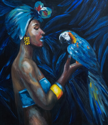 Malarstwo zatytułowany „Black woman with pa…” autorstwa Alina Odwyer, Oryginalna praca, Olej