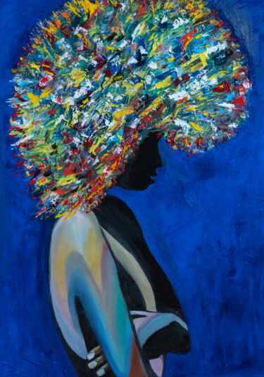 Painting titled "Black female contem…" by Alina Odwyer, Original Artwork, Oil