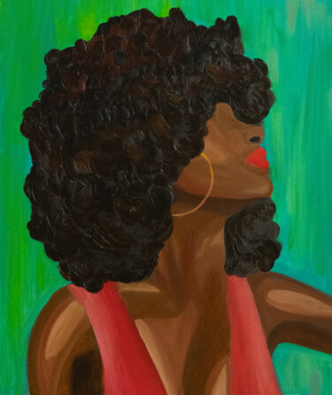 Painting titled "Black woman with re…" by Alina Odwyer, Original Artwork, Oil