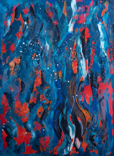 绘画 标题为“Blue, red and gold…” 由Alina Odwyer, 原创艺术品, 丙烯